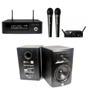 Комплект для дома: караоке Evolution, радиомикрофоны AKG и акустика JBL